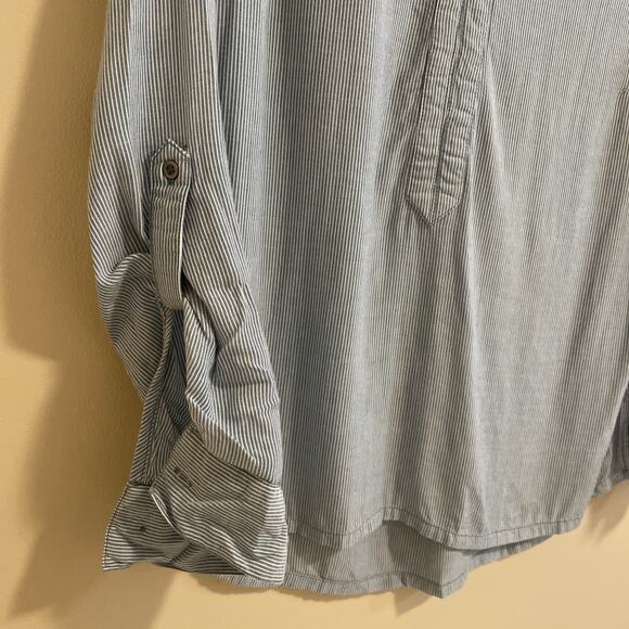 Women’s Bandolino Trinity Roll Tab Long Sleeve Top MOODY BLUE Women's Sz Medium - Picture 7 of 8